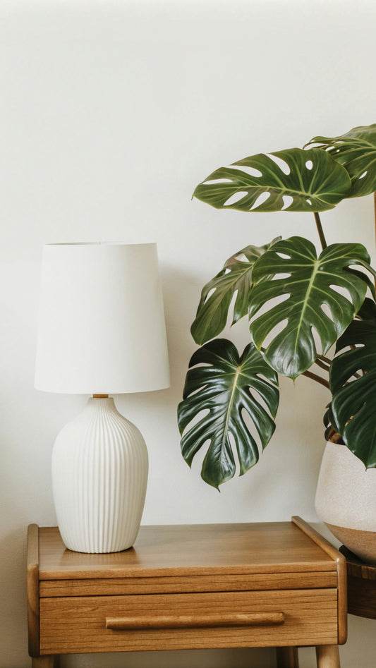 Ribbed ceramic lamp